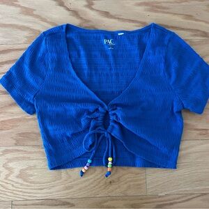 PacSun Royal Blue Ruched Crop Top